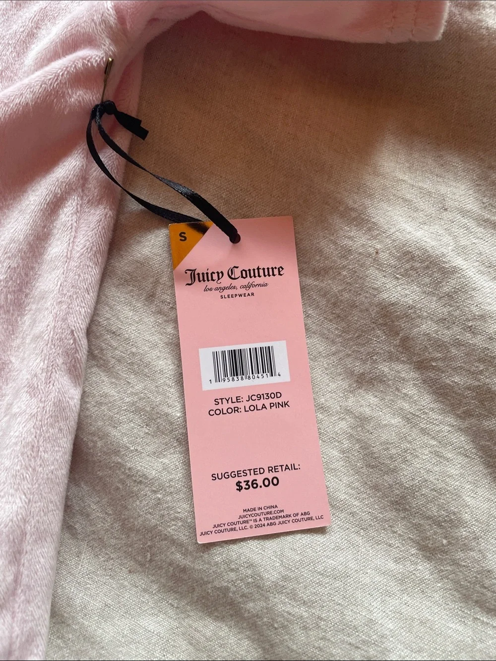 Juicy Couture Light Pink Rhinestone Logo Velour Lounge Set